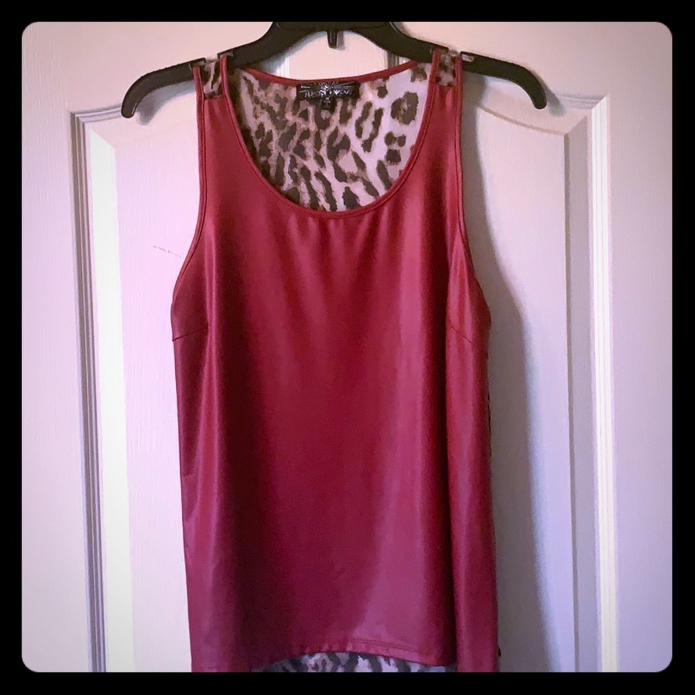 Wine leather look cheetah tank